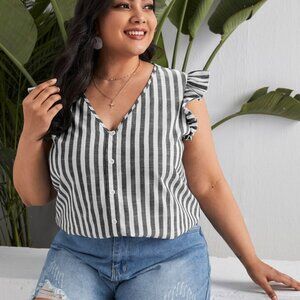 Shein Butterfly Sleeves Striped